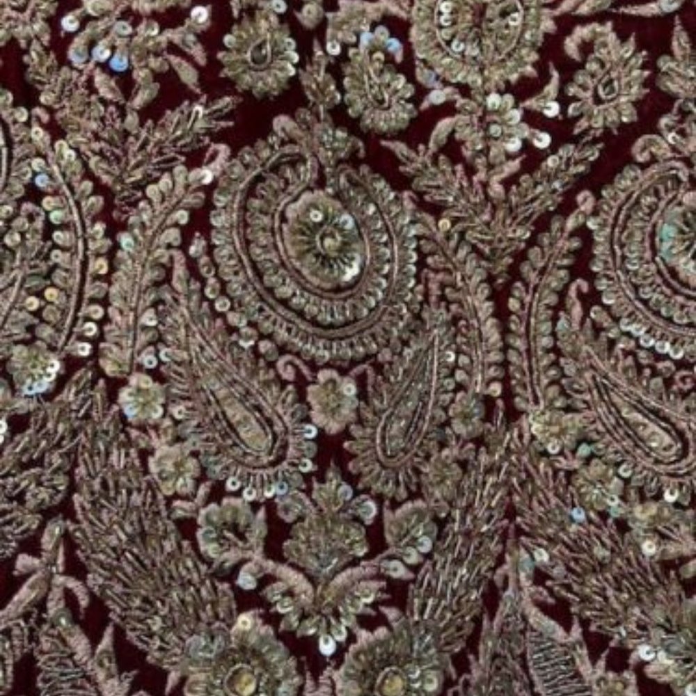 Indian Bridal Lehenga Deep Red velvet/silk - Picture 9 of 12